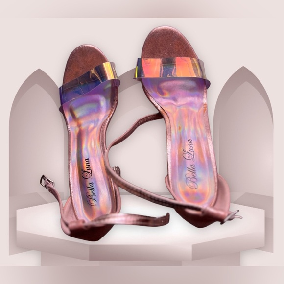 Bella Luna STAN Nude Champagne Bright Rhinestone Chunky Platform Mary Jane Heels - Picture 4 of 16